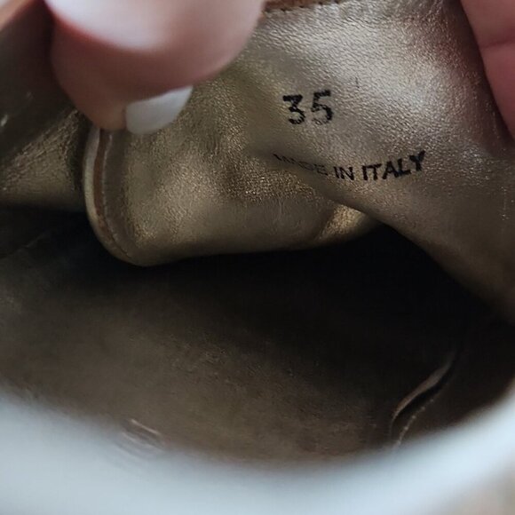 MIU MIU | Glitter Sneakers with Patches, Gold Size 35 MSRP: $650.00 - Picture 7 of 8